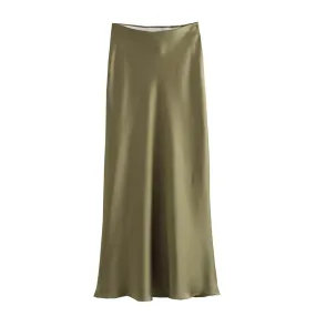 Finer Things Satin Midi Skirt