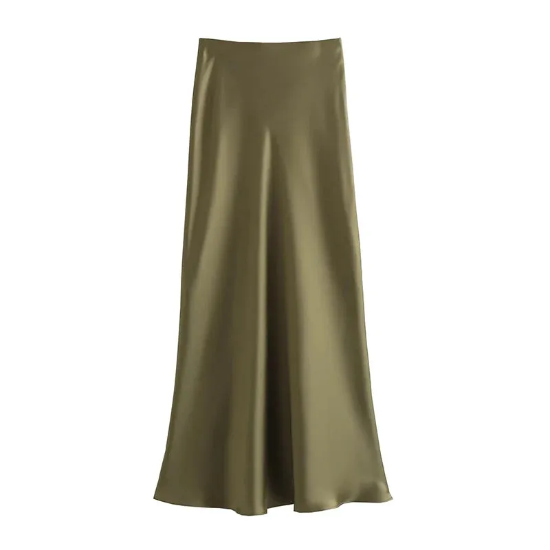 Finer Things Satin Midi Skirt
