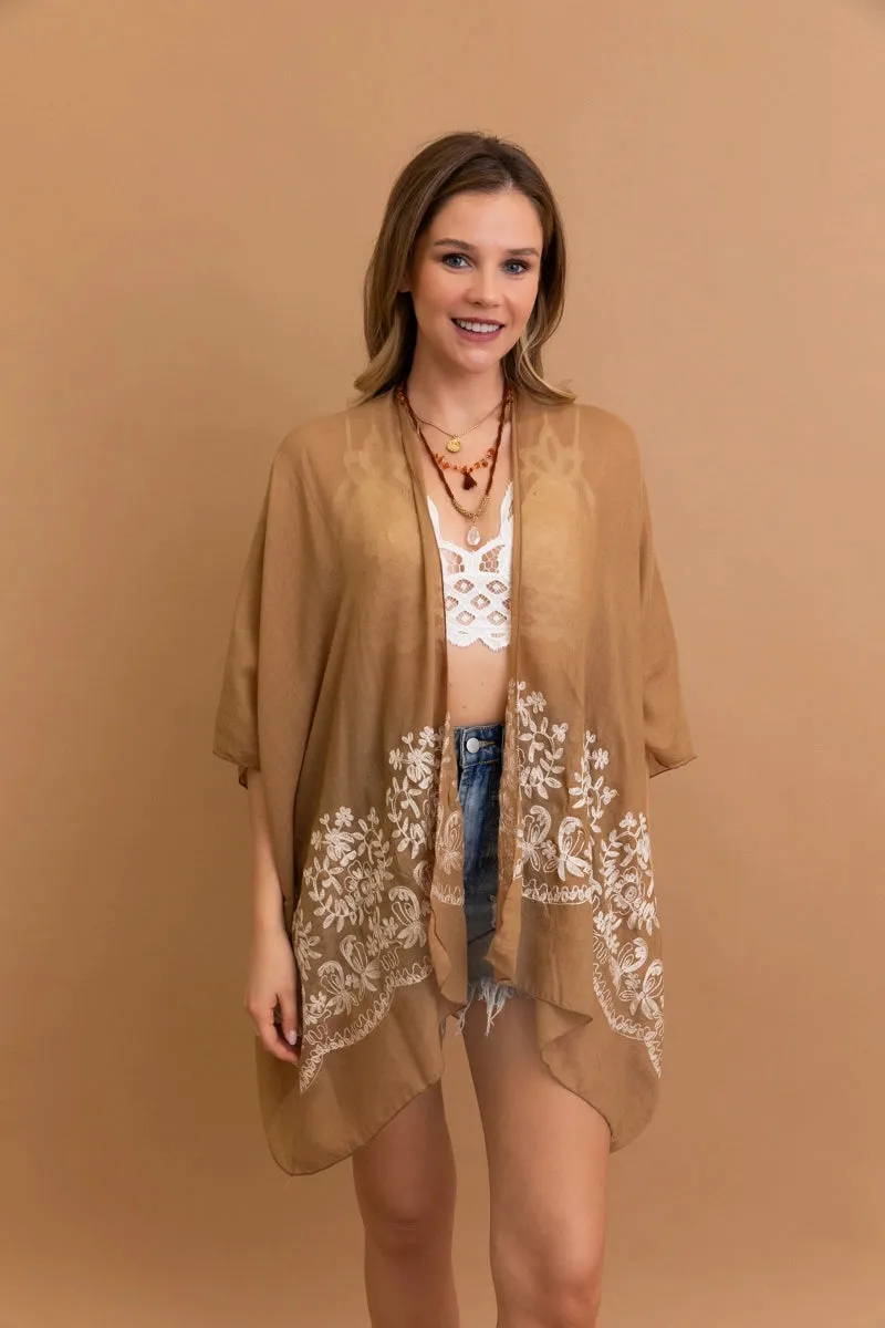 Floral Embroidered Kimono