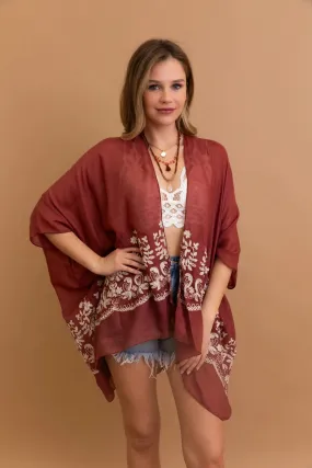 Floral Embroidered Kimono