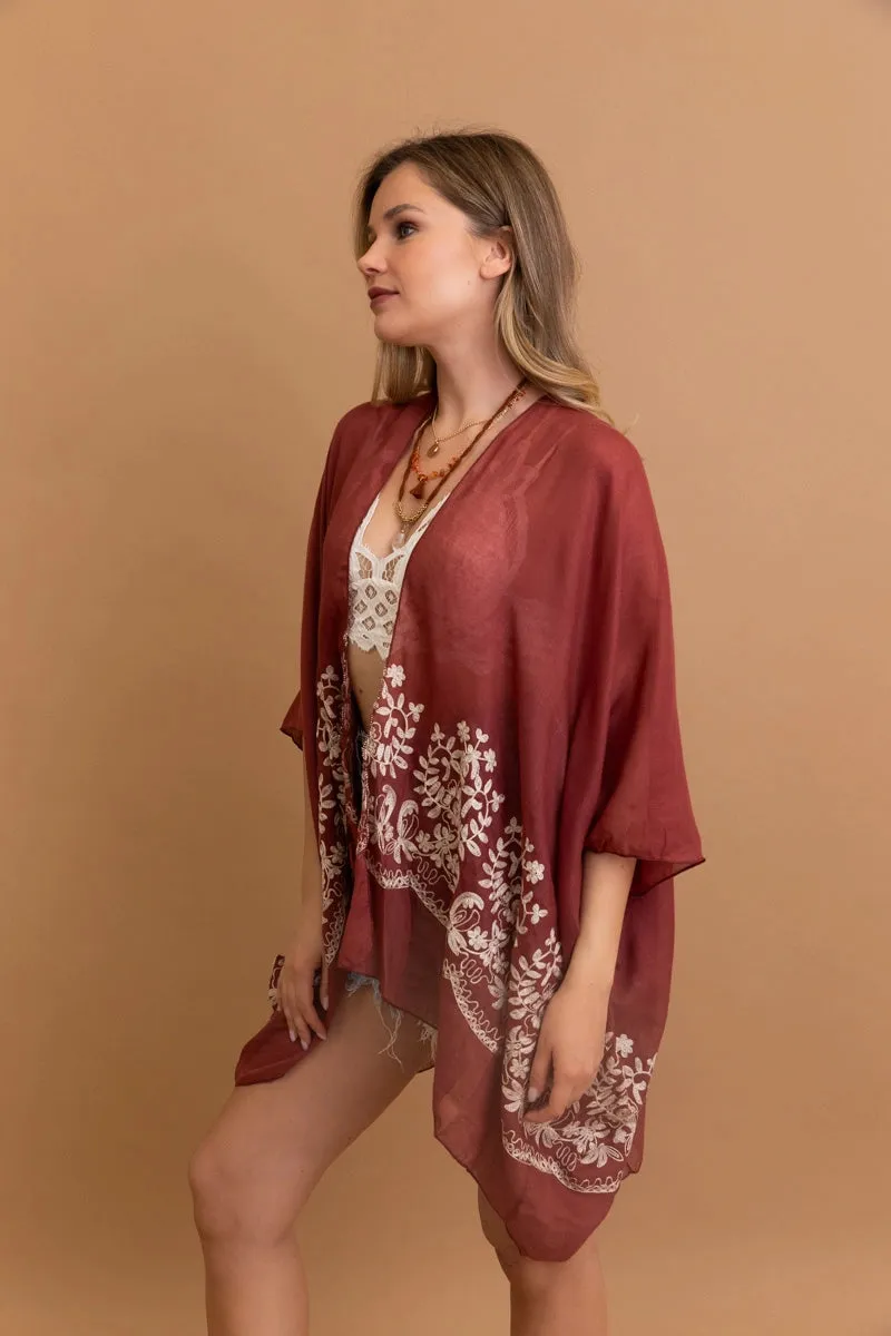 Floral Embroidered Kimono