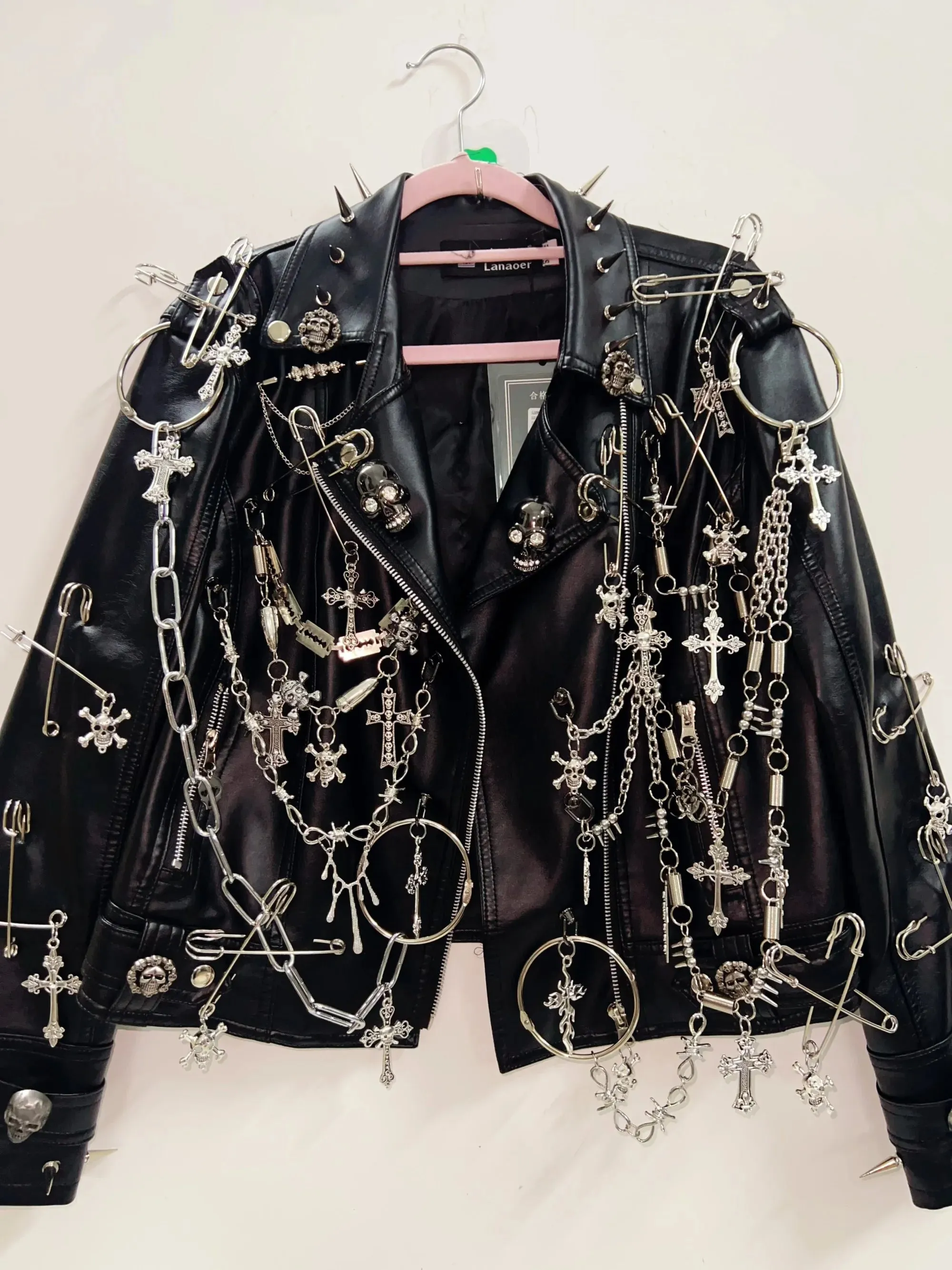 Flytonn-gothic clothes Gothic Jacket harajuku fashion Cross  Jacket Skull  Jacket vintage Jacket Punk Jacket y2k Jacket y2k fashion