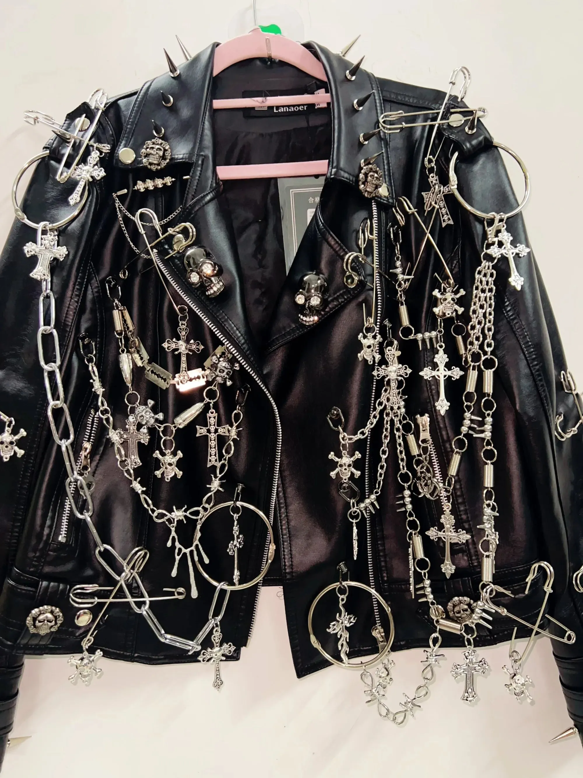 Flytonn-gothic clothes Gothic Jacket harajuku fashion Cross  Jacket Skull  Jacket vintage Jacket Punk Jacket y2k Jacket y2k fashion