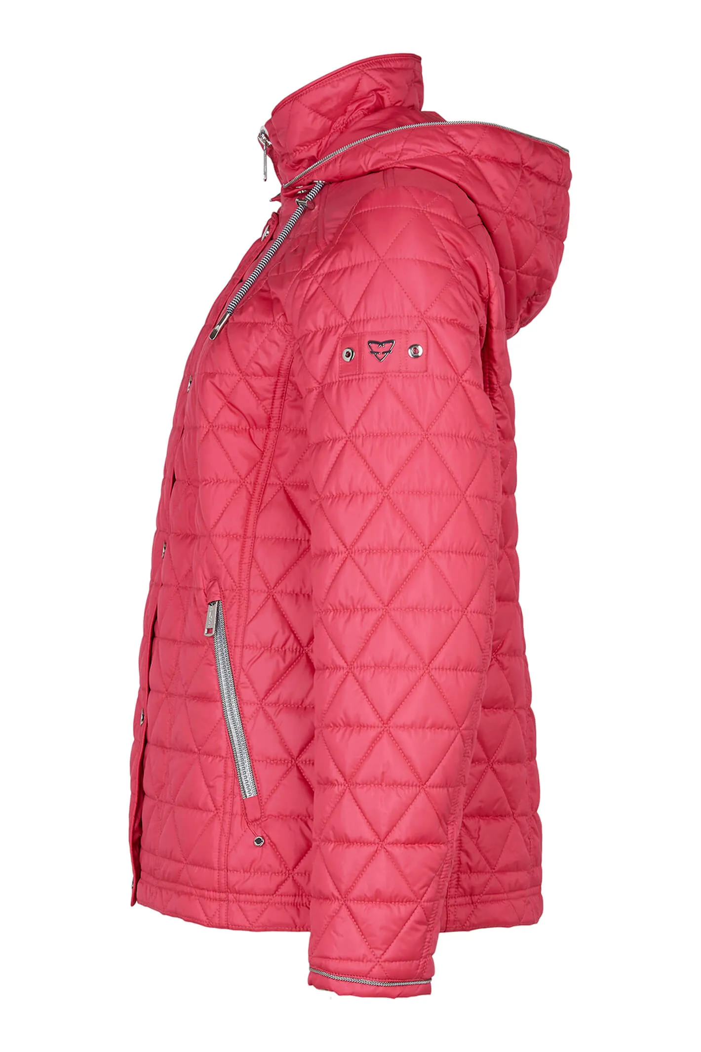 Frandsen 435-321-43 Pink Quilted Hooded High Neck Jacket
