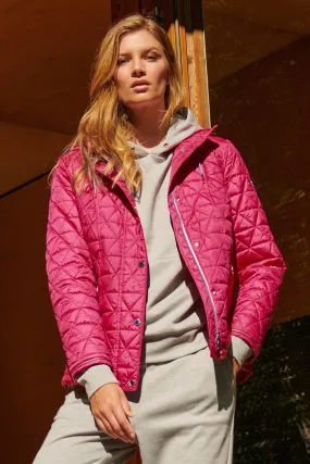 Frandsen 435-321-43 Pink Quilted Hooded High Neck Jacket