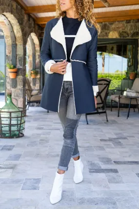 GNS Woman Black Fur Lined Outer Matte Leather Shawl Collar Coat Bst3292 - Morecambe
