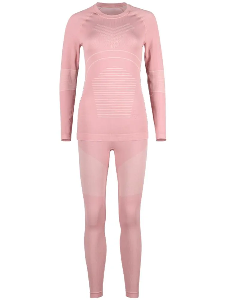 Gsou Snow Women's Pink Underwear Ski Equipment Quick-Drying Wicking Function Underwear Set