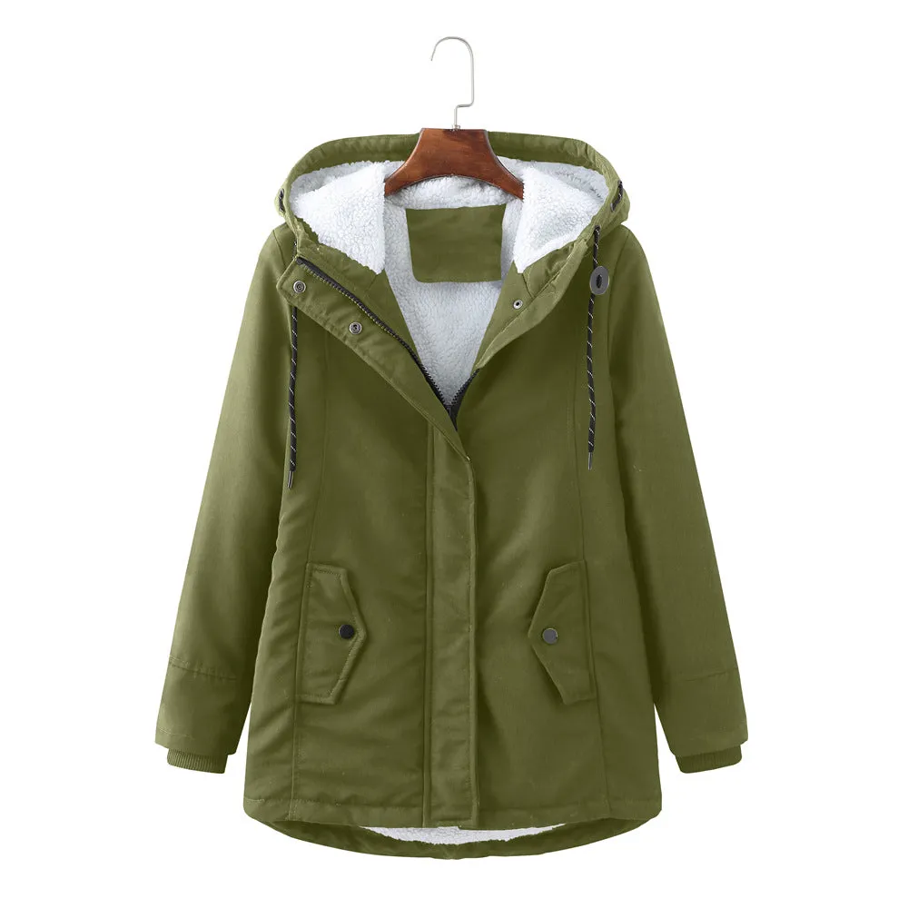 Hooded Wool Warm Cotton-Padded Coat