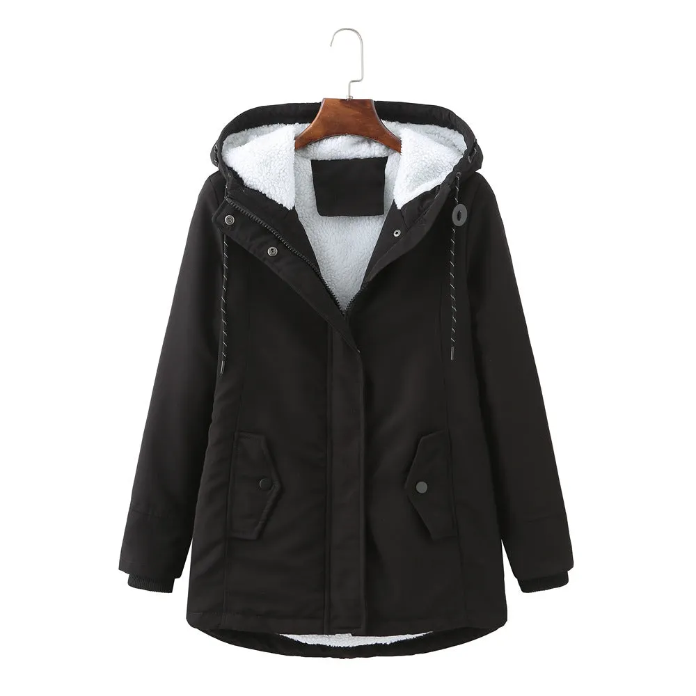 Hooded Wool Warm Cotton-Padded Coat
