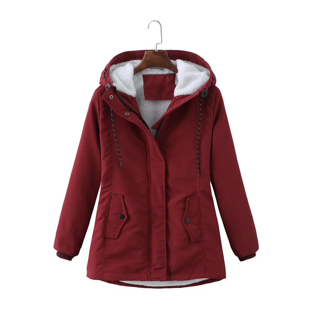 Hooded Wool Warm Cotton-Padded Coat