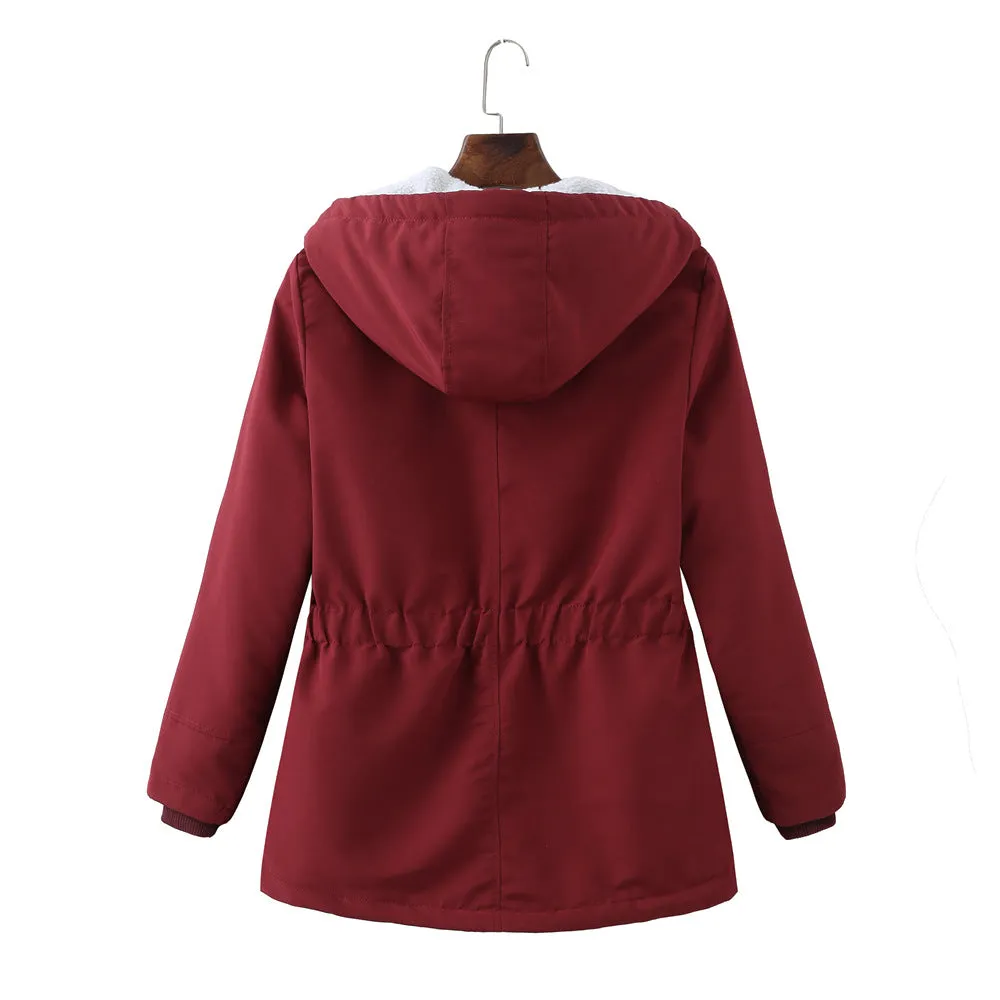 Hooded Wool Warm Cotton-Padded Coat