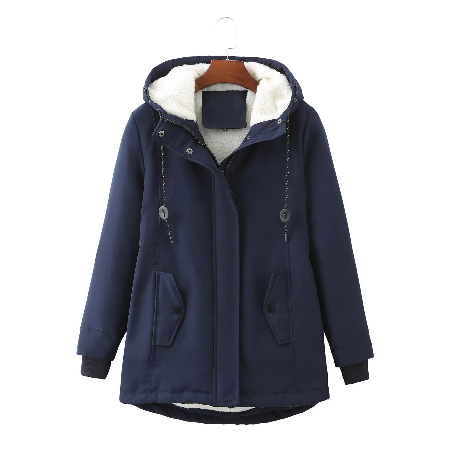 Hooded Wool Warm Cotton-Padded Coat