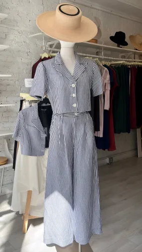 Hope Cropped Jacket - Linen -Stripe