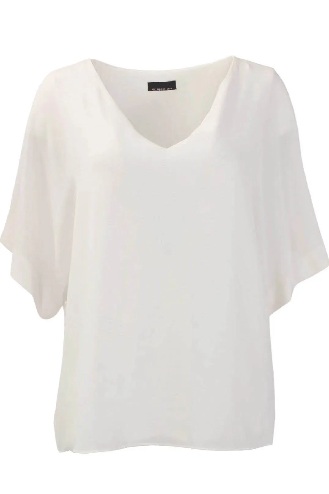 Ivory Short Sleeve V Neck Blouse