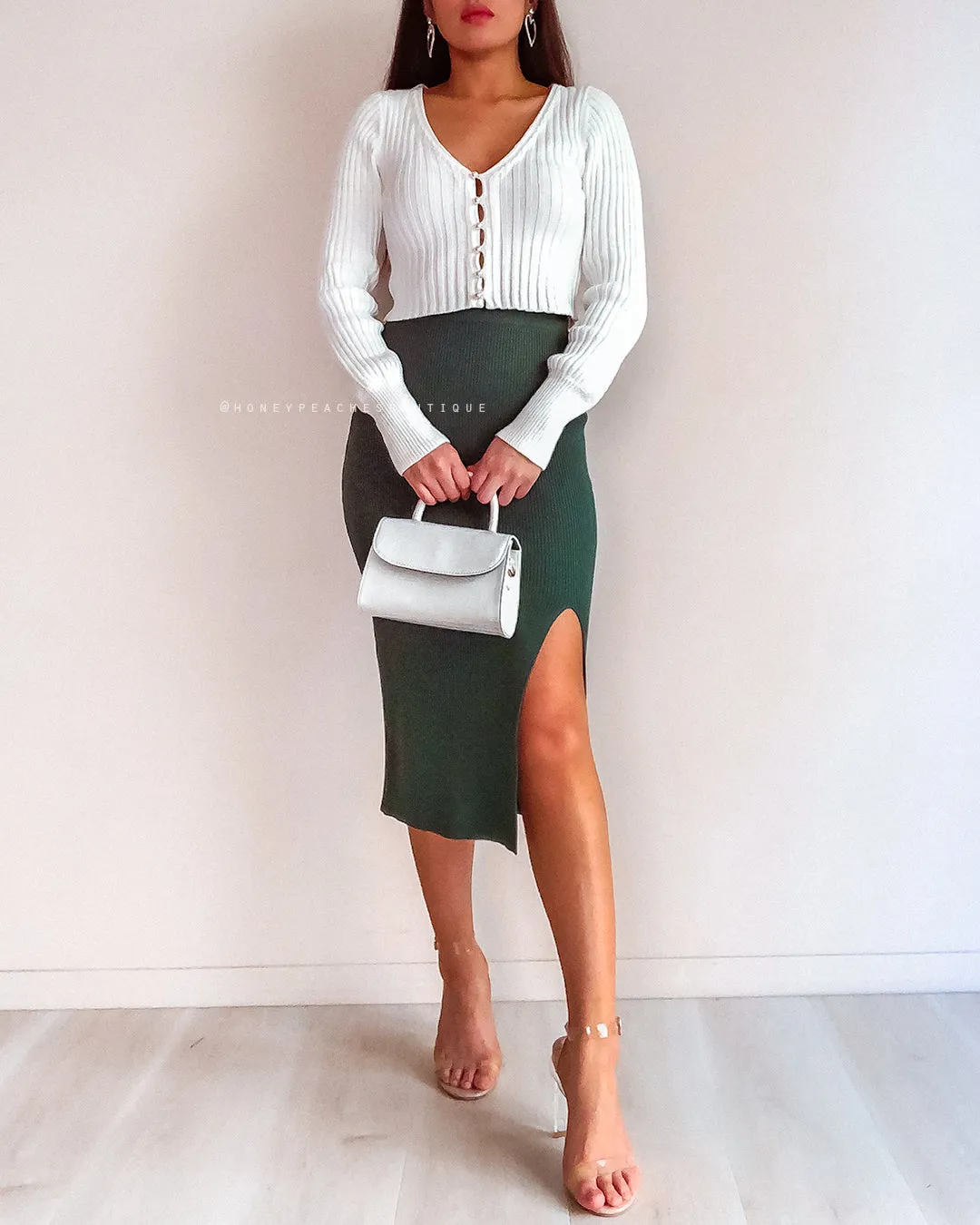 Janet Knit Midi Skirt - Green