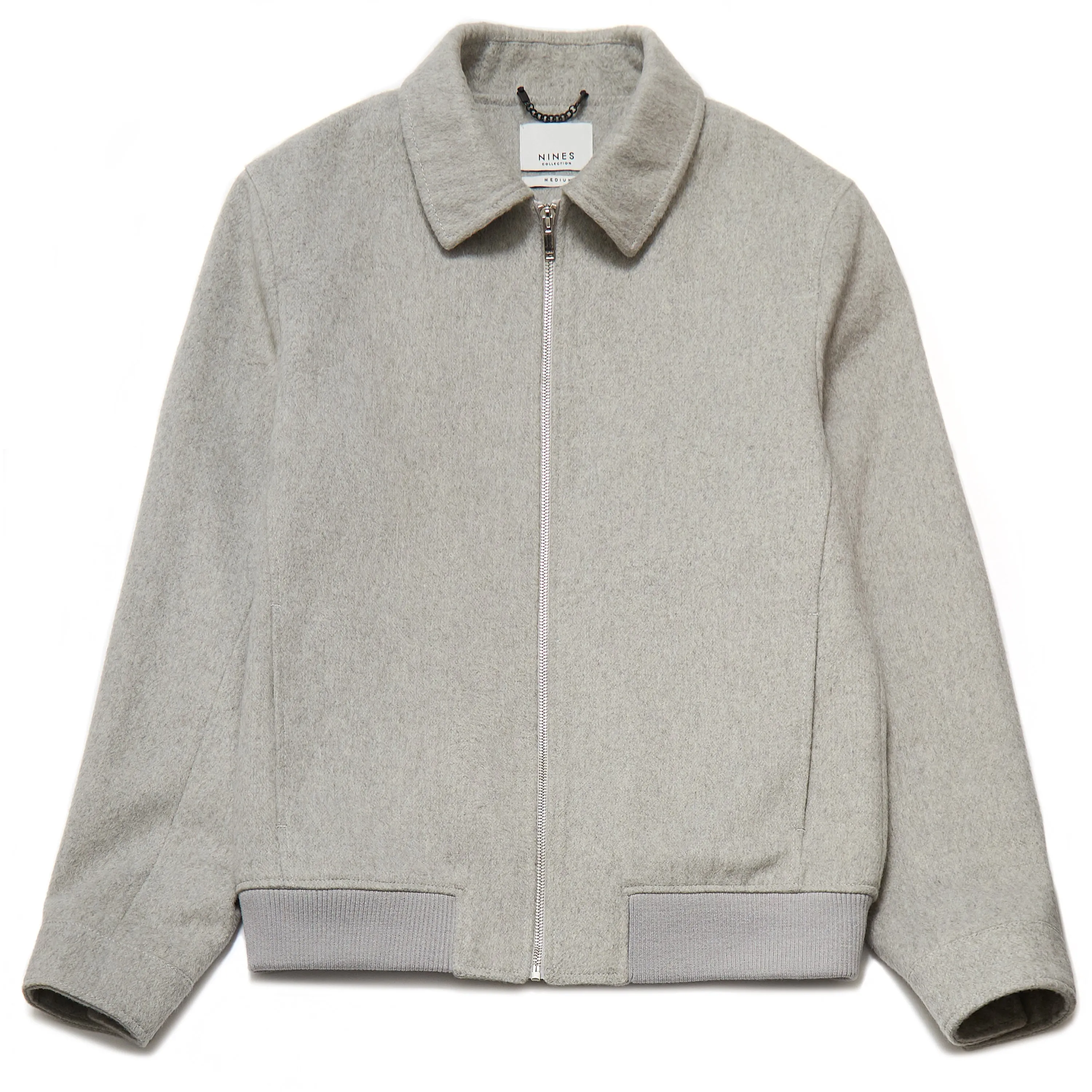 Jaron Wool Blend Harrington Jacket in Silver Grey