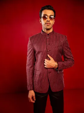 Jashvi Men's Maroon Sequined Jodhpuri