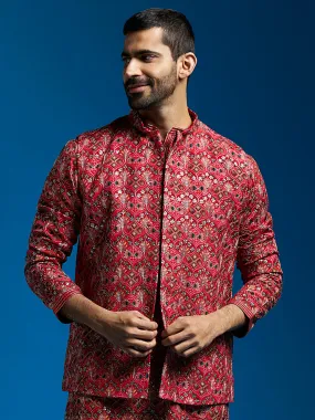 Jashvi Men's Red - Nehru Jacket