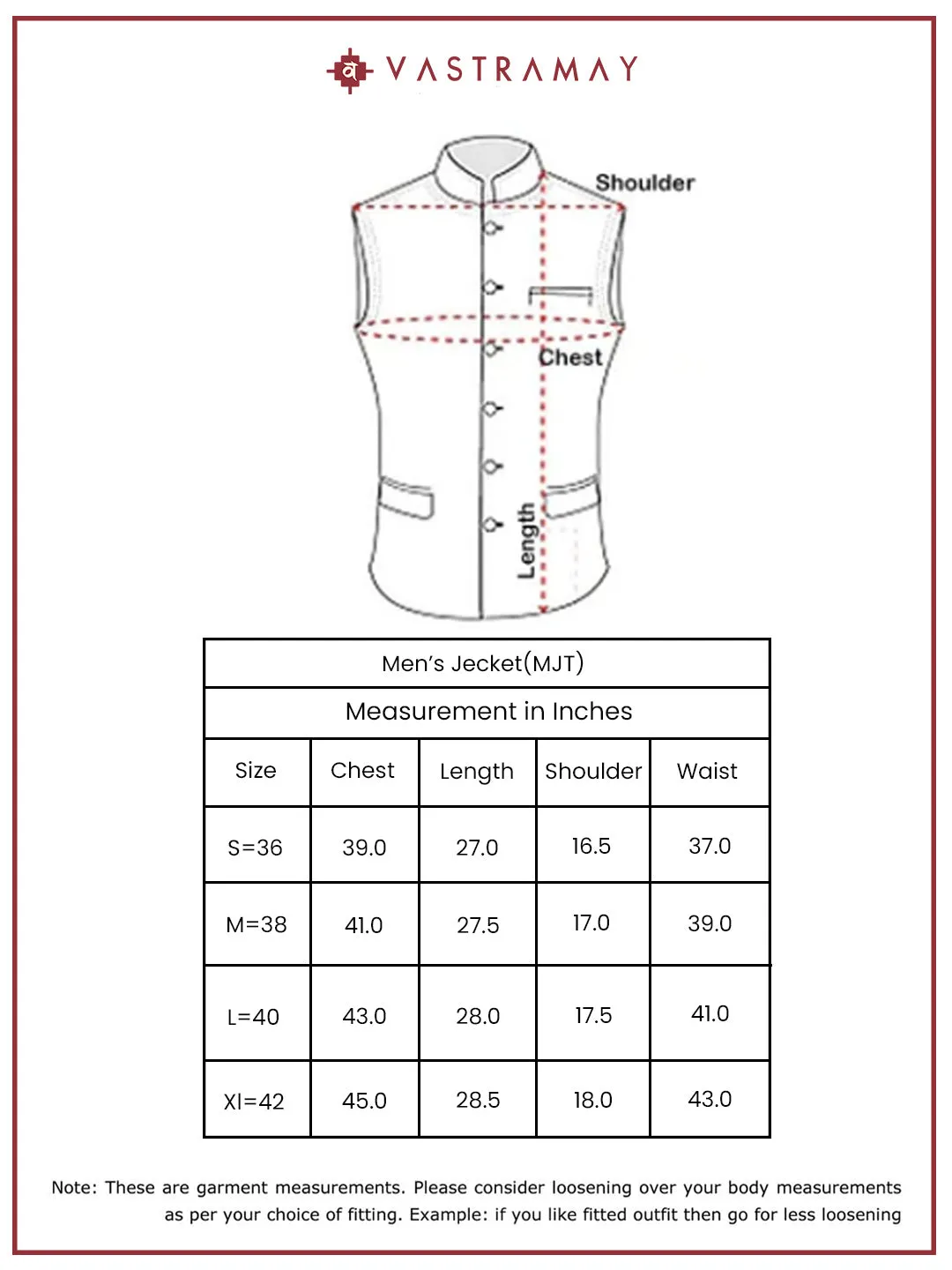 Jashvi Men's Red - Nehru Jacket