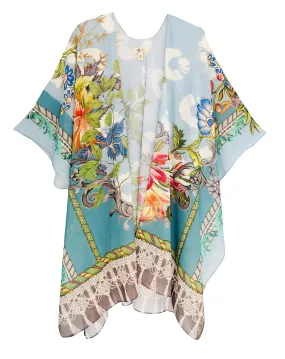 JC071210 Aqua-Multi Floral Kimono