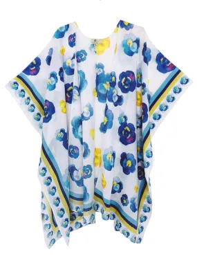 JC0811122 Blue-Yellow Irises Painting Kimono