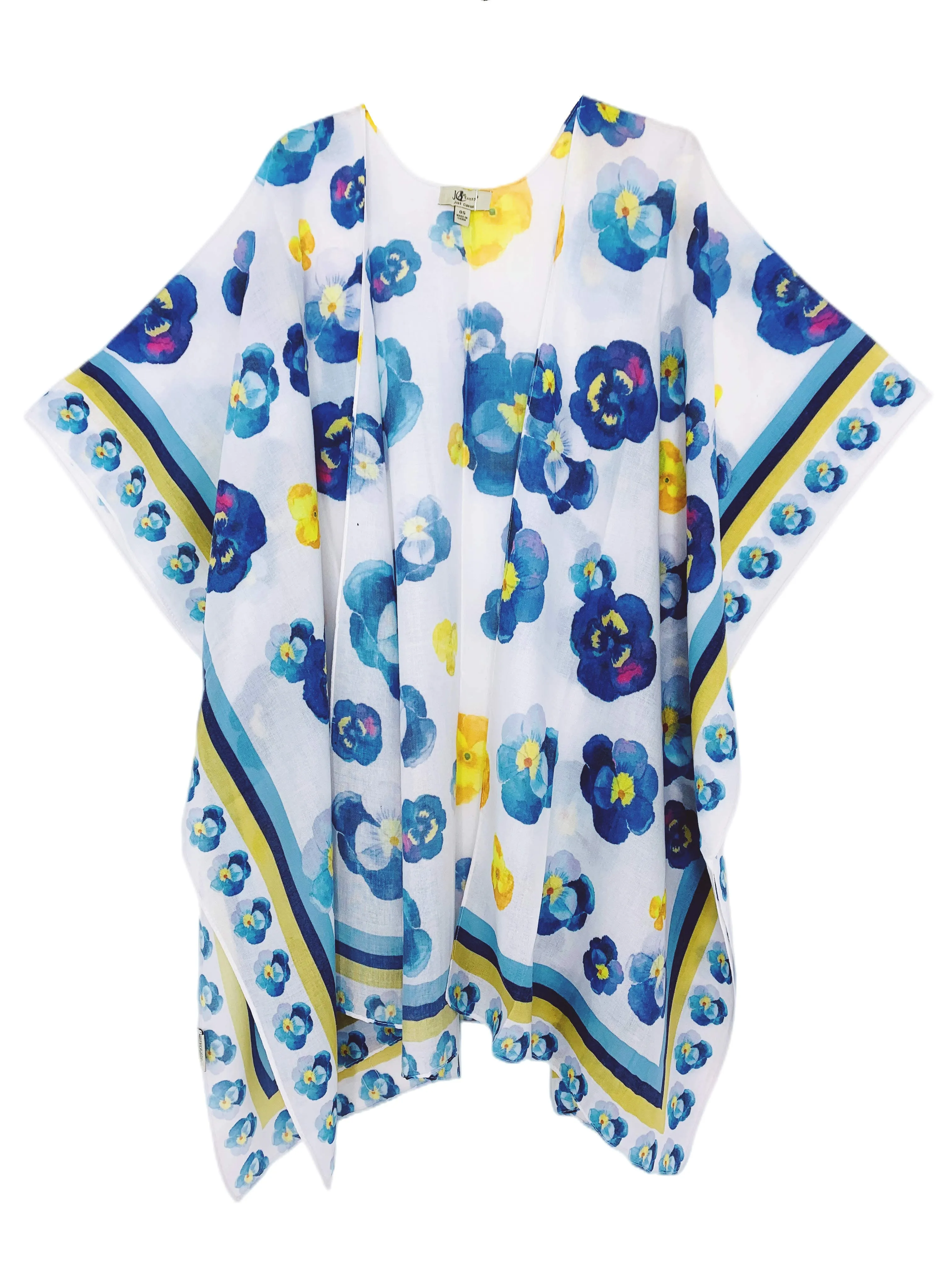 JC0811122 Blue-Yellow Irises Painting Kimono