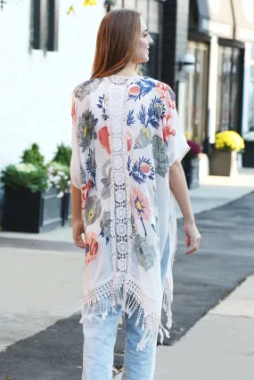 JP5232 Piper Floral Kimono With Tassels