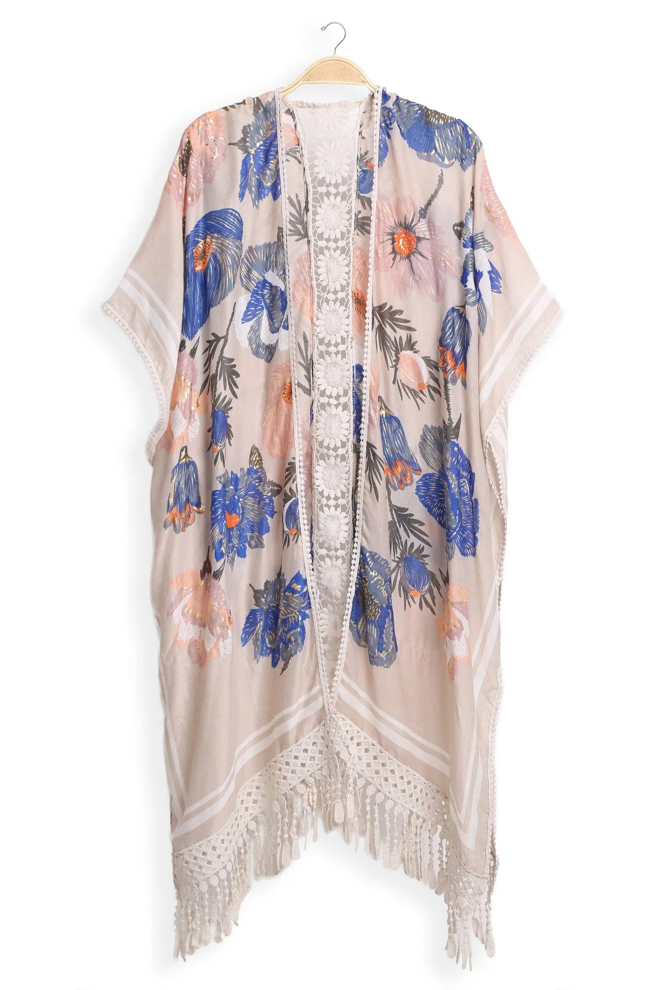 JP5232 Piper Floral Kimono With Tassels