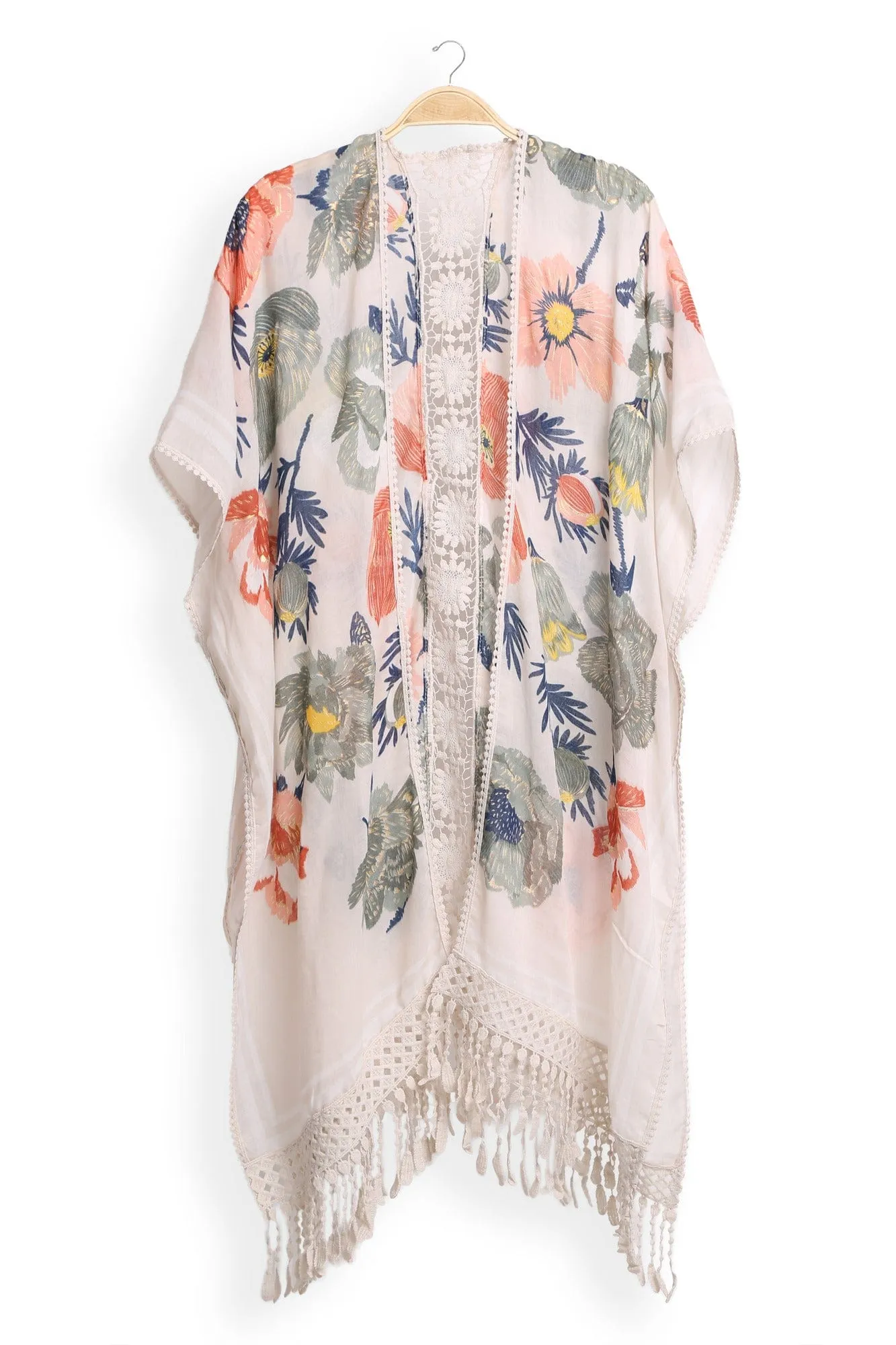 JP5232 Piper Floral Kimono With Tassels