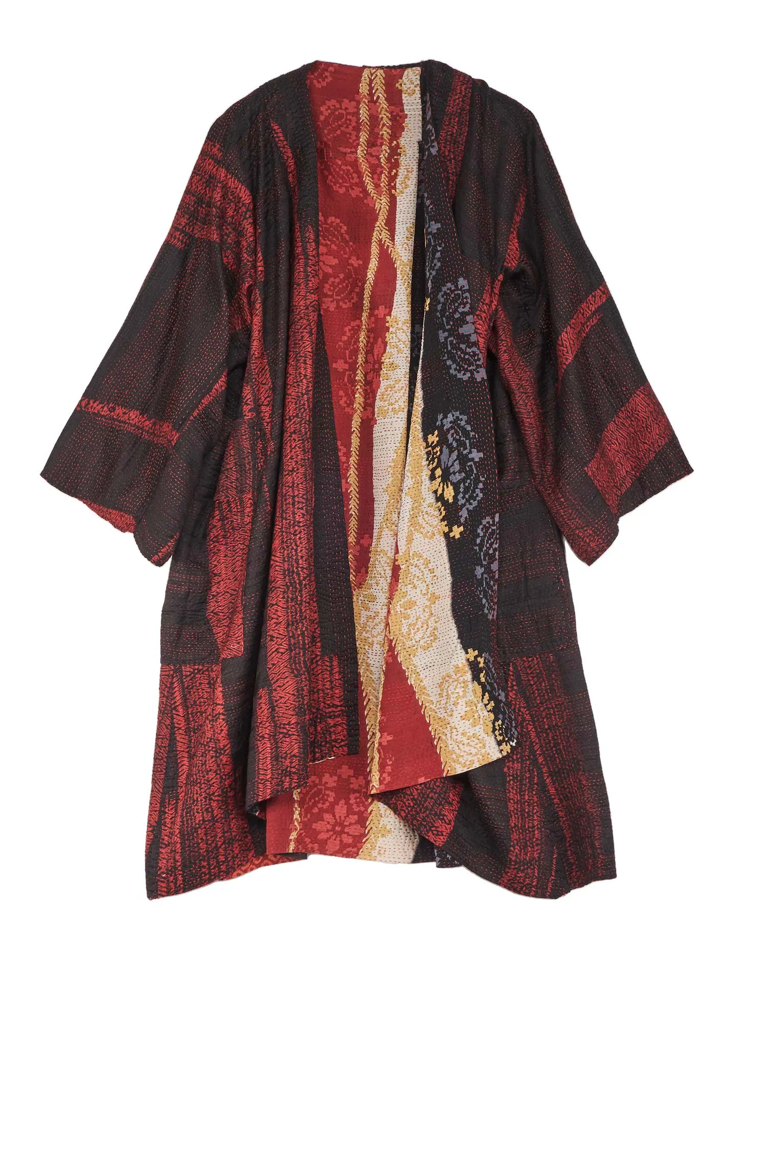 KIMONO PRINT KANTHA KIMONO DUSTER