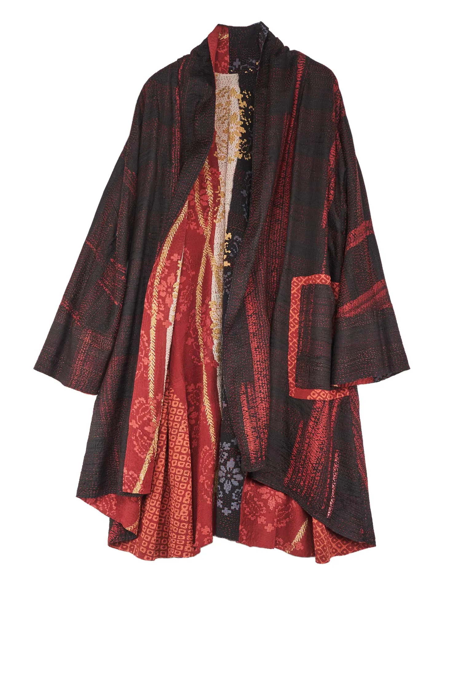KIMONO PRINT KANTHA KIMONO LONG JKT