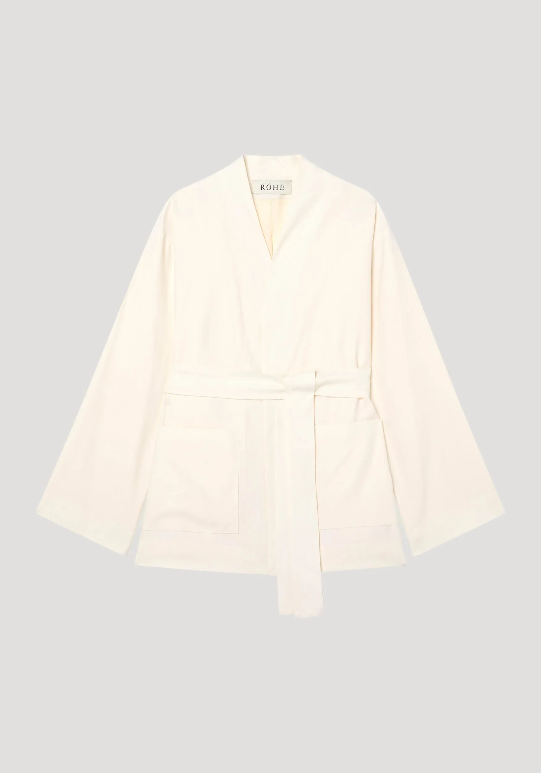 Kimono-style belted jacket | off white