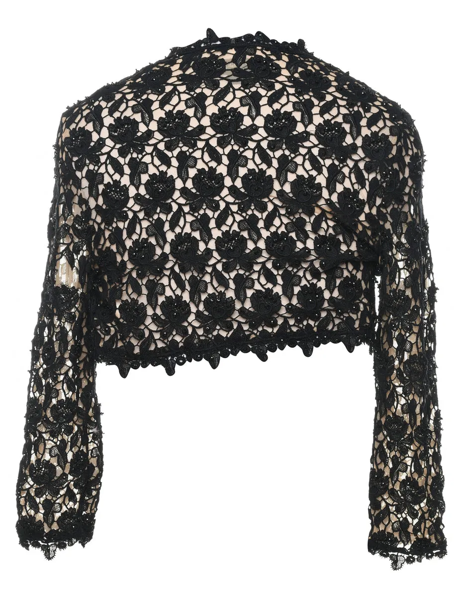 Lace Beaded Sequined Evening Jacket - S