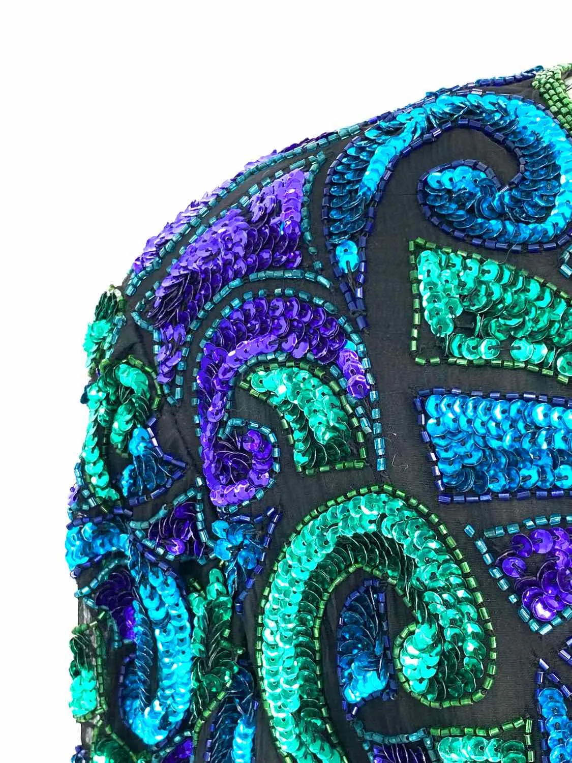 Laurence Kazar Women's Green/Blue Evening Silk Sequined Size L Jacket