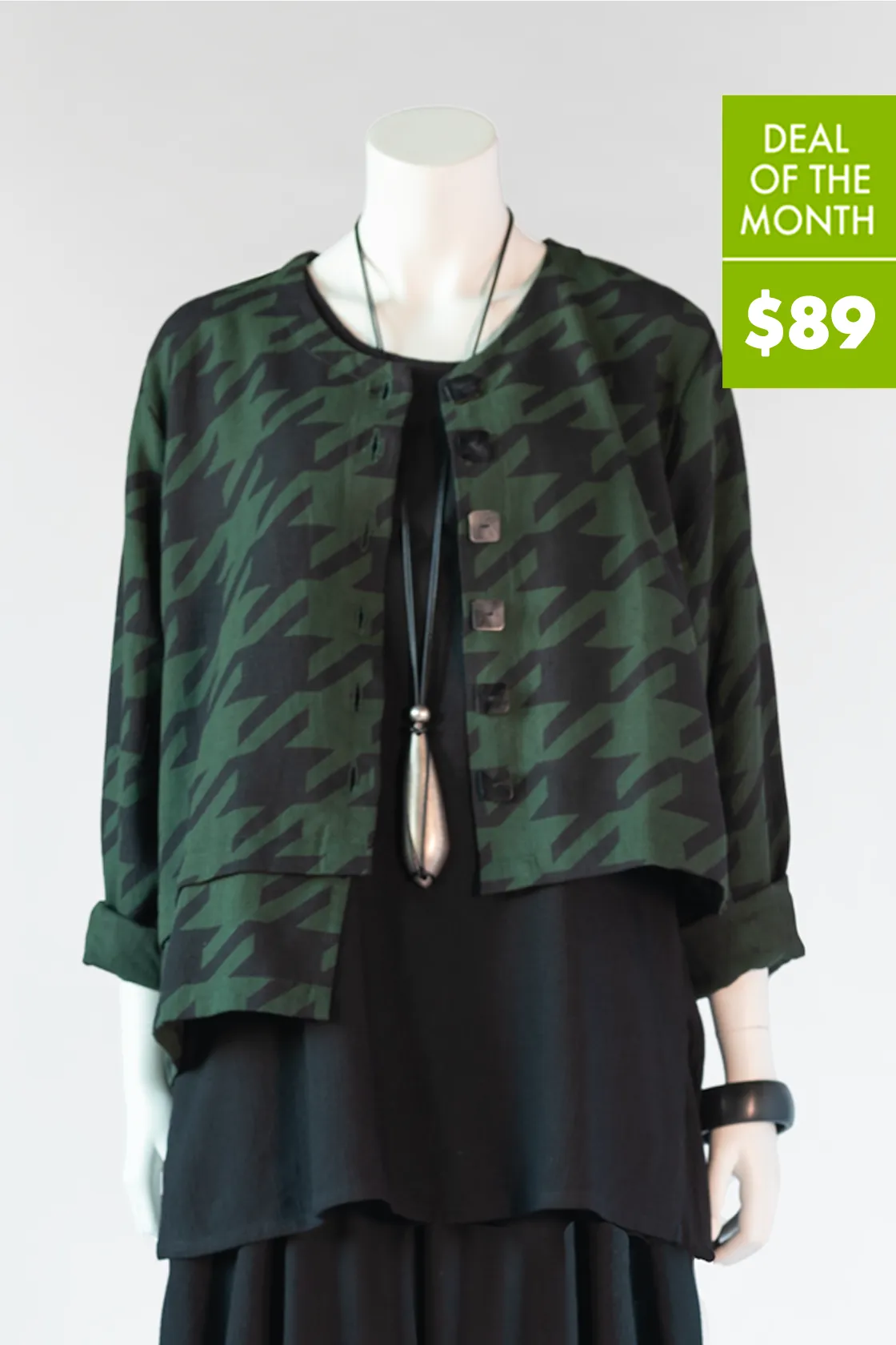 Layer Crop Jacket in Houndstooth