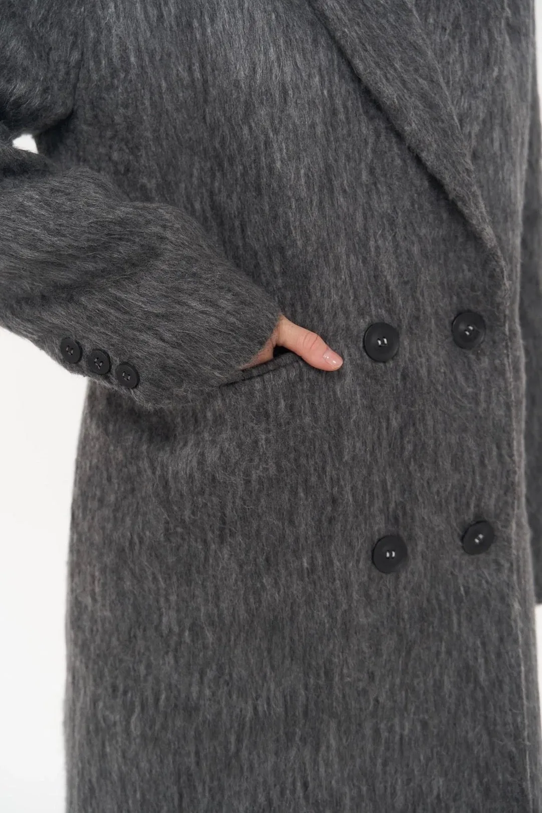Layered Double-Breasted Textured Coat