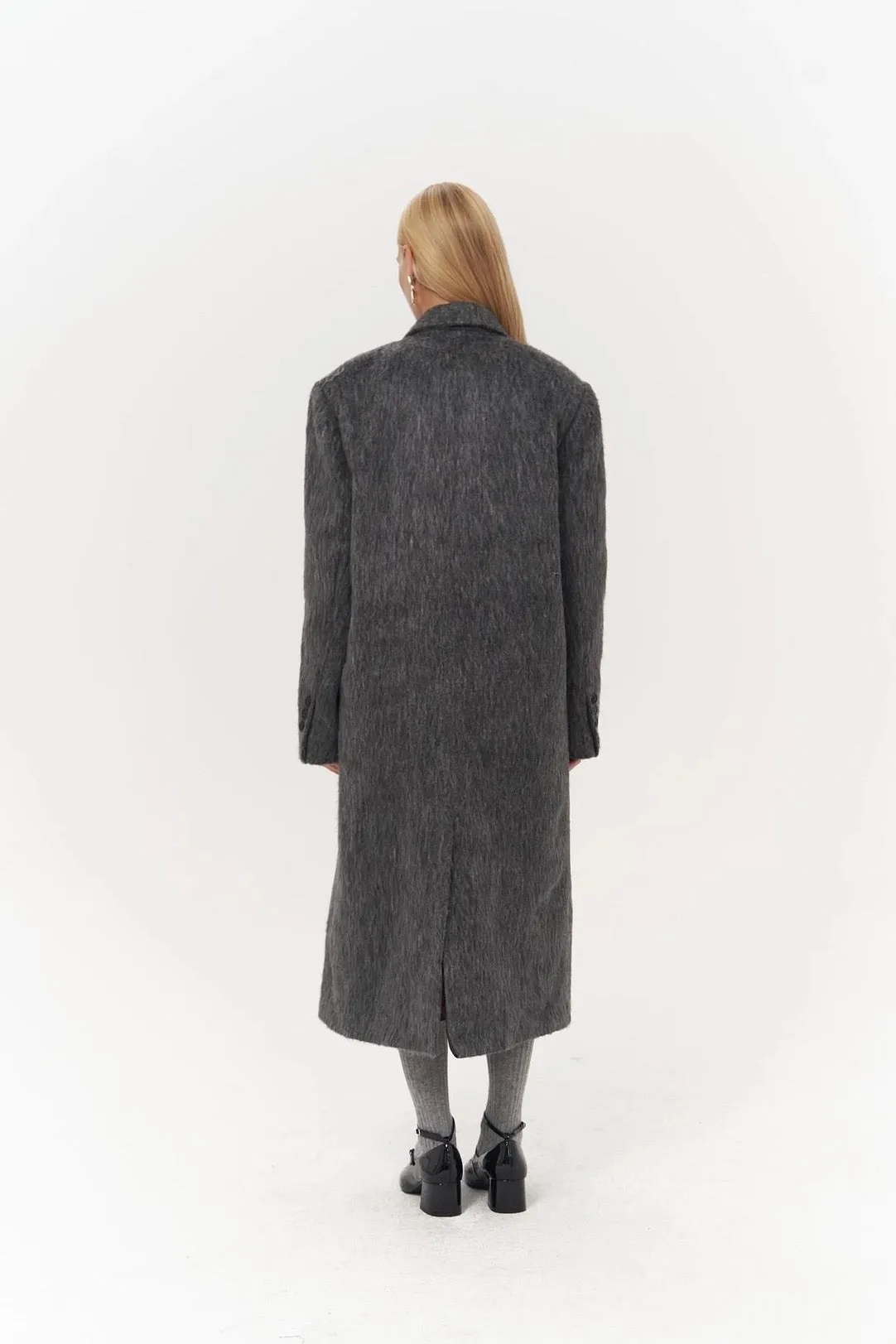 Layered Double-Breasted Textured Coat