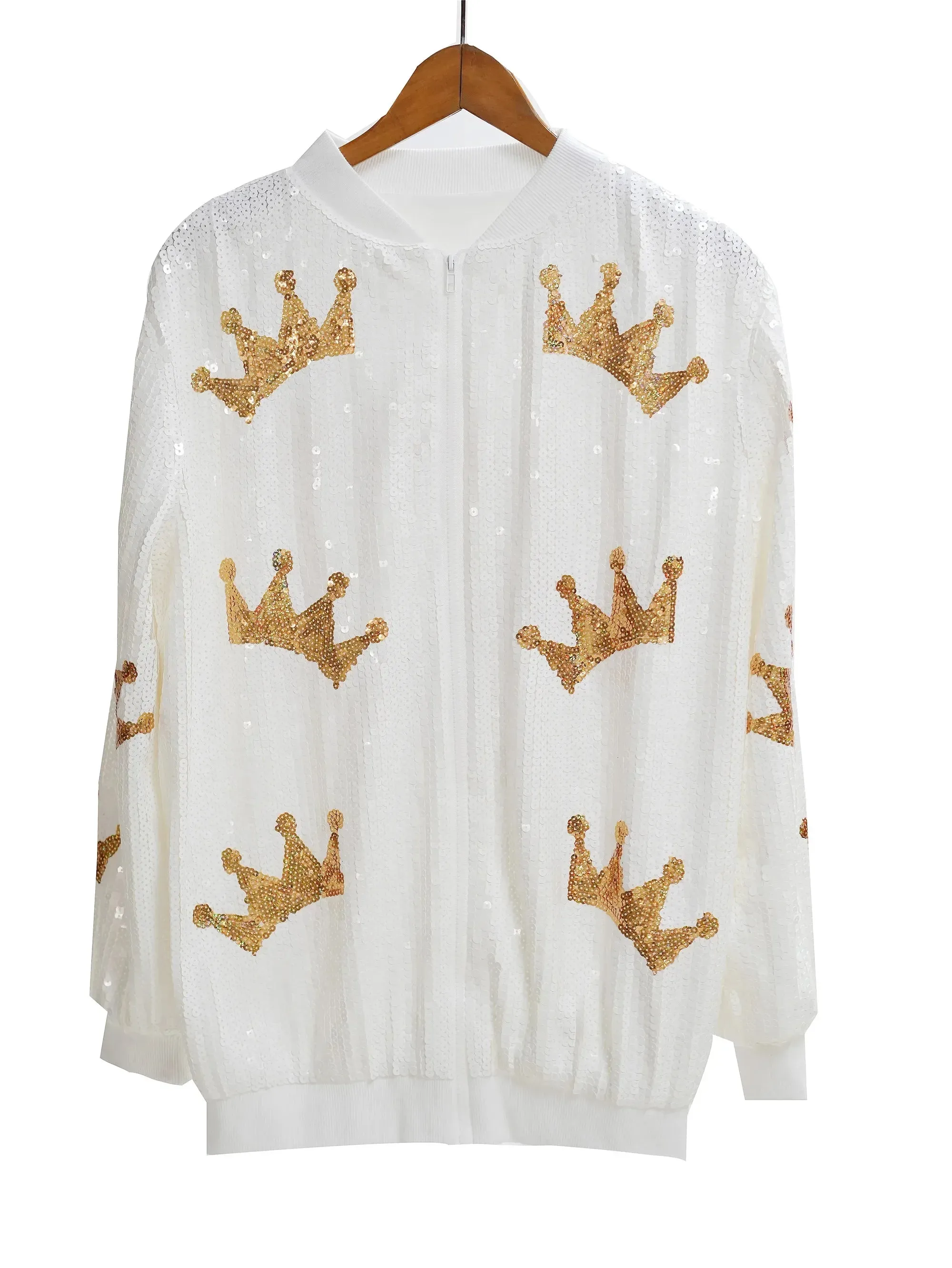 Leanne Sequined Long Sleeve Round Neck Loose Jacket 🧥