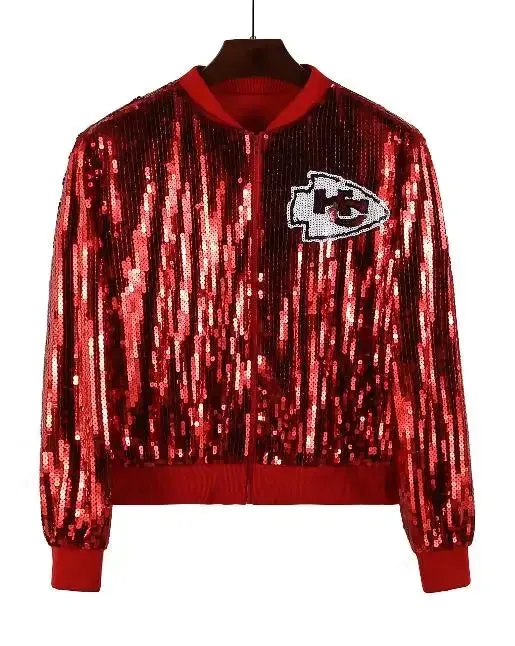 Leanne Sequined Long Sleeve Round Neck Loose Jacket 🧥