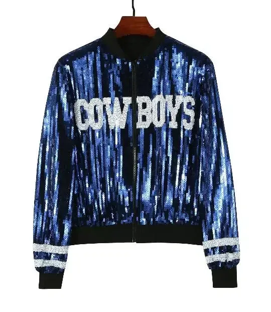Leanne Sequined Long Sleeve Round Neck Loose Jacket 🧥