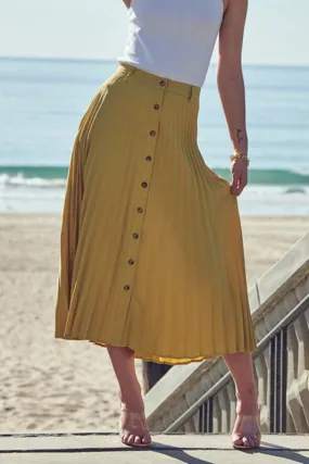 LEMON PLEATED MIDI SKIRT