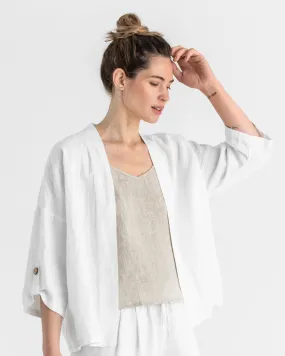 Linen kimono jacket BANOS in White