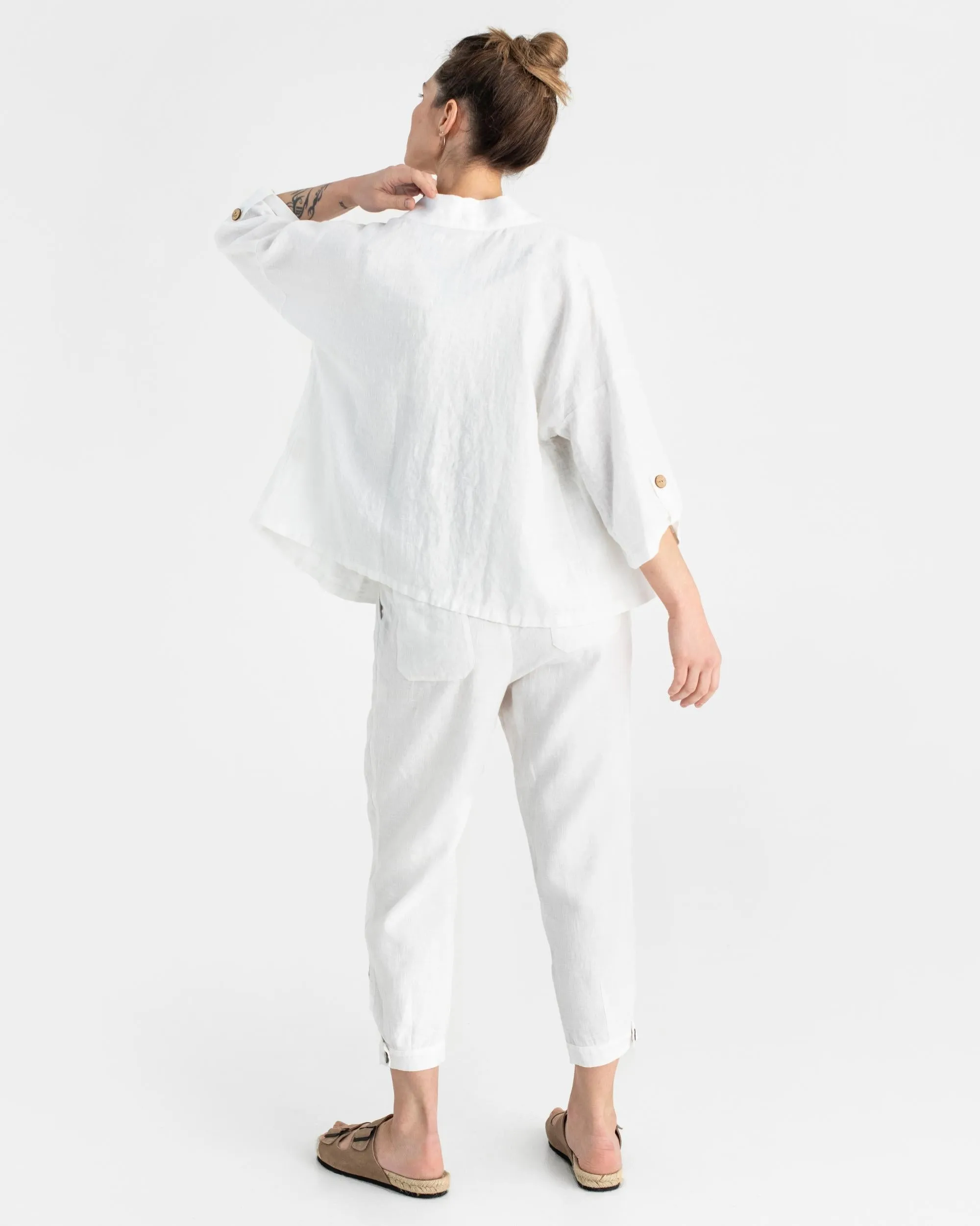 Linen kimono jacket BANOS in White