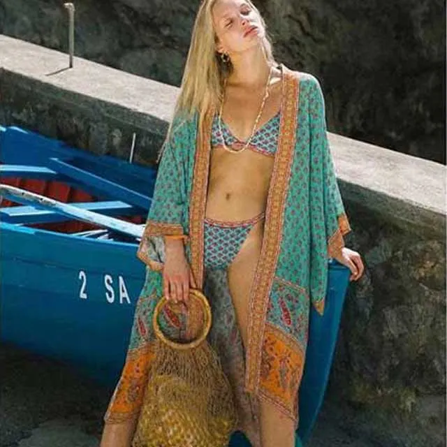Long Boho Kimono Robe