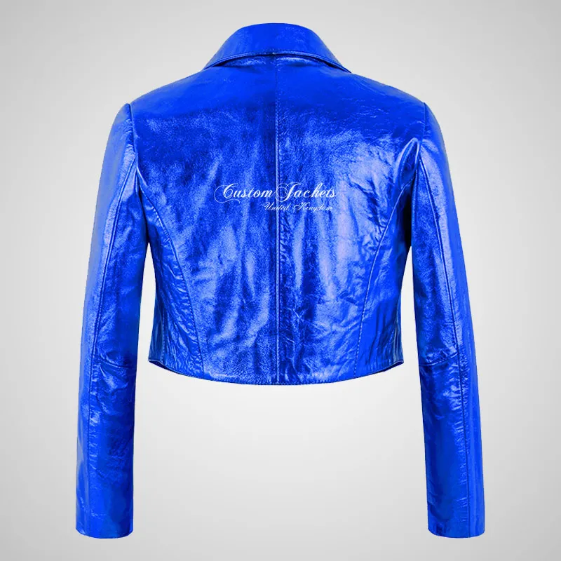 LUISA Ladies Leather Bolero Jacket Shinny Foiled Leather Jackets