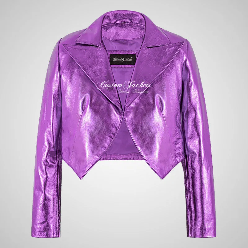 LUISA Ladies Leather Bolero Jacket Shinny Foiled Leather Jackets