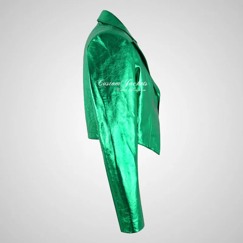 LUISA Ladies Leather Bolero Jacket Shinny Foiled Leather Jackets