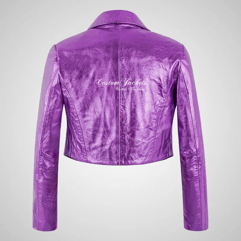 LUISA Ladies Leather Bolero Jacket Shinny Foiled Leather Jackets