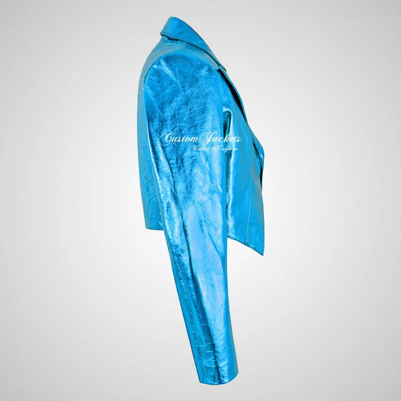 LUISA Ladies Leather Bolero Jacket Shinny Foiled Leather Jackets