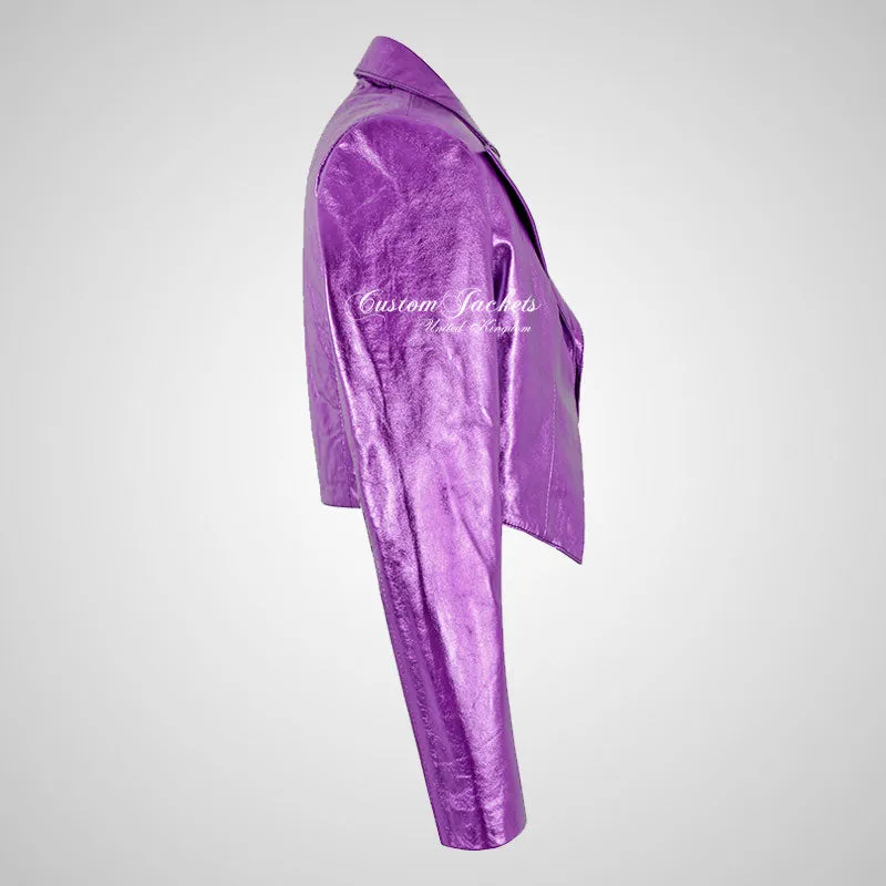 LUISA Ladies Leather Bolero Jacket Shinny Foiled Leather Jackets